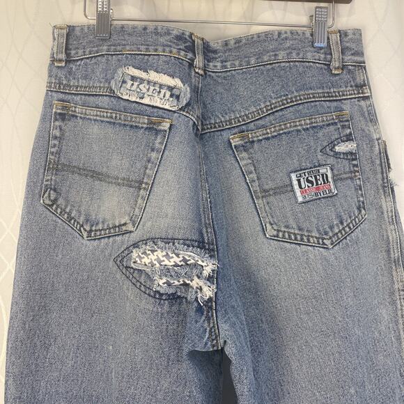 Get Used Vintage Refurbished 90’s Barrel Denim Pants 32”w 31” L Patches - Picture 7 of 11
